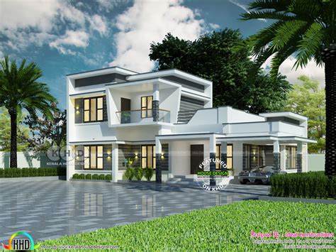 2200 Sq Ft 3 Bedroom Flat Roof House Plan Kerala Home Design And