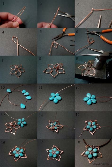 Pendant Necklace Diy Tutorial Flower Stones And Wire