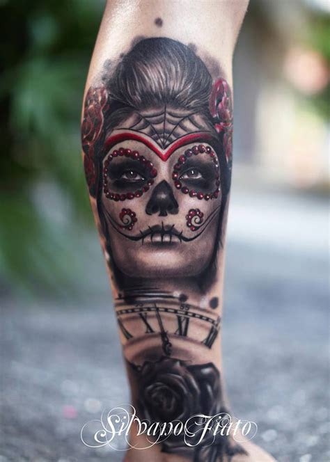 Fantastic Sugar Skull With Clock And Rose Cover Up Best