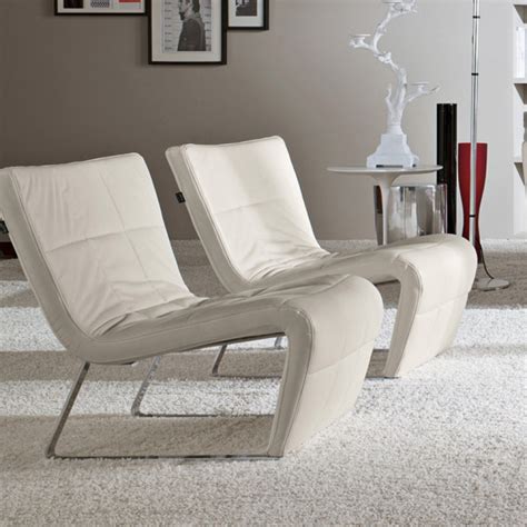 Roulette White Leather Designer Armchair