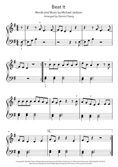 Beat It Lead Sheet By Michael Jackson Free Music Sheet