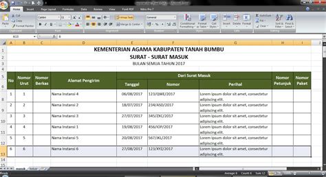 Cara Membuat Agenda Surat Masuk Dan Surat Keluar Menggunakan Excel