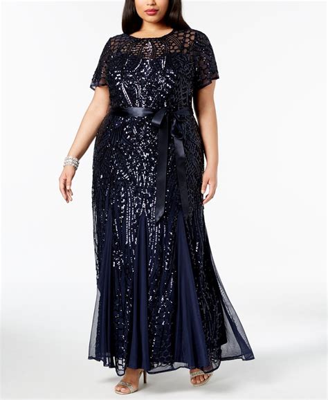 R And M Richards Plus Size Sequined Godet Gown And Reviews Dresses