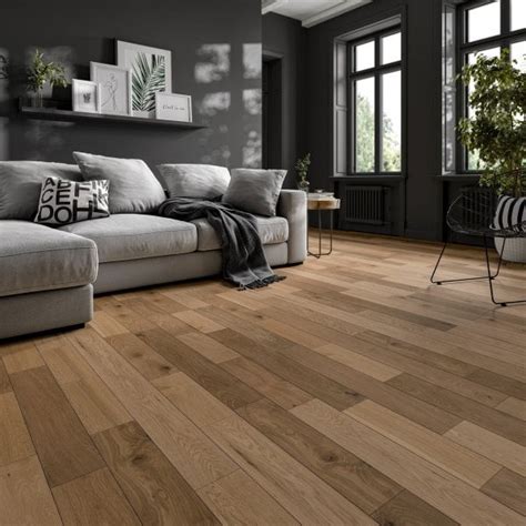 Classic 18x154mm Mystic Grey Brushed And Lacquered Solid Oak Flooring