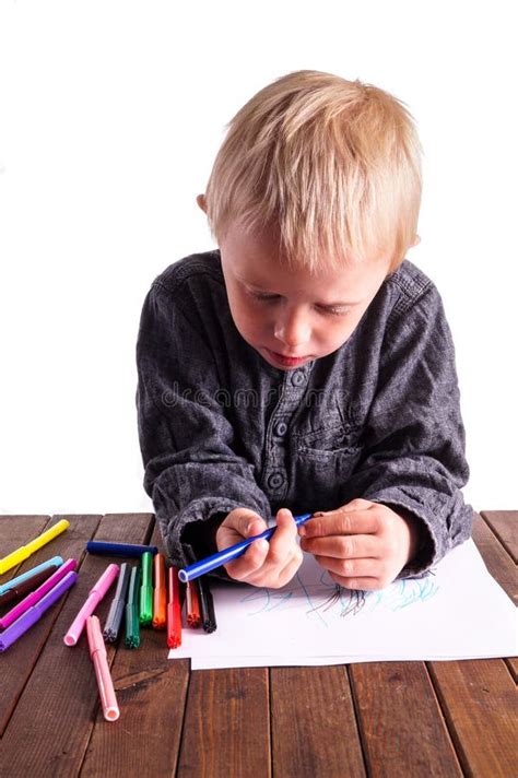 Child And Drawing Stock Photo Image Of Elementary Album 54878156
