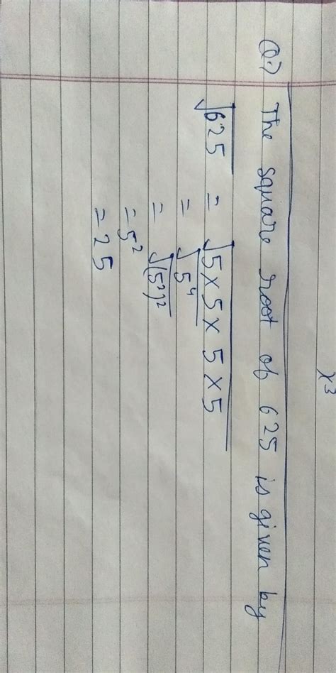 Find The Square Root Of 625 By Prime Factorisation Method