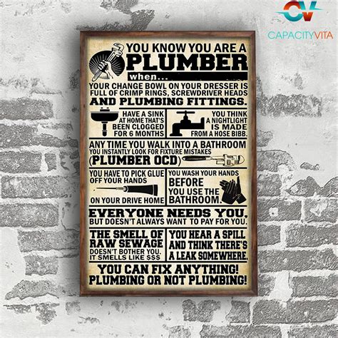 Plumber Poster You Know You Are A Plumber Fixing Pipes Poster Etsy