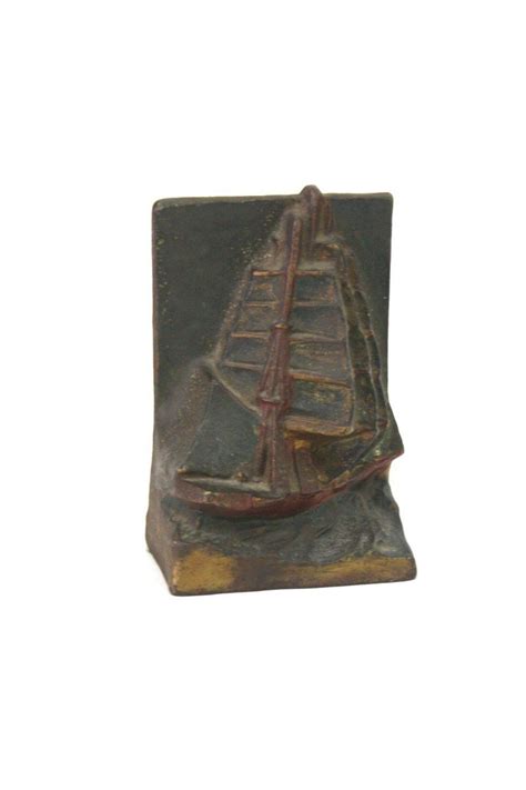 Vintage Cast Iron Ship Bookend Flying Ship Bookend Tall Ship Etsy