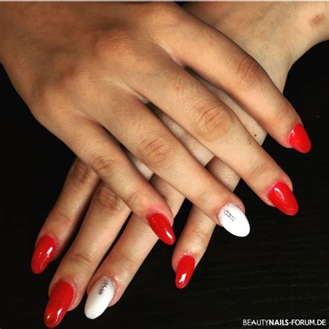 Rot Und Weiß Fullcover Nailart Acrylnägel