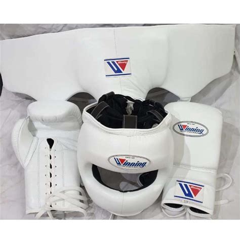 Custom Made White Winning Boxing Gloves Head Gear Full Face Etsy