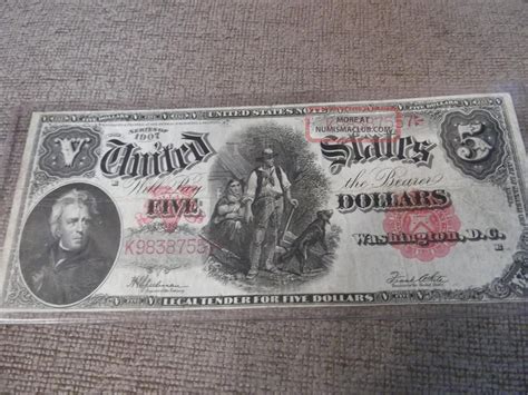 large 1907 5 dollar bill pcblic error woodchopper