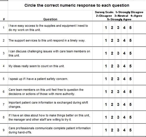 Likert Scale Questions Template Business