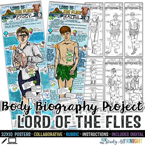Lord Of The Flies Body Biography Project Bundle For Print And Digital