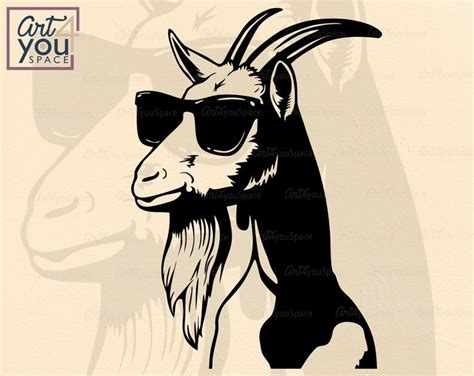 Goat With Sunglasses Svg Files For Cricut Cool Goat Head Etsy Goat