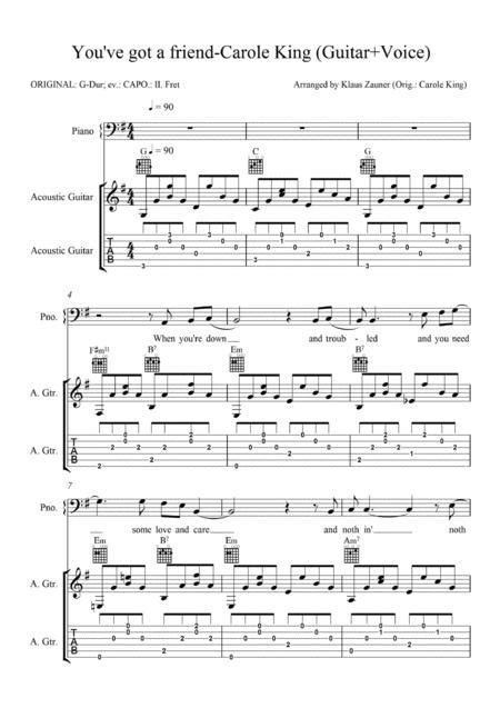You Ve Got A Friend Carole King VOCALS Male GUITAR By Carole King Digital Sheet Music For
