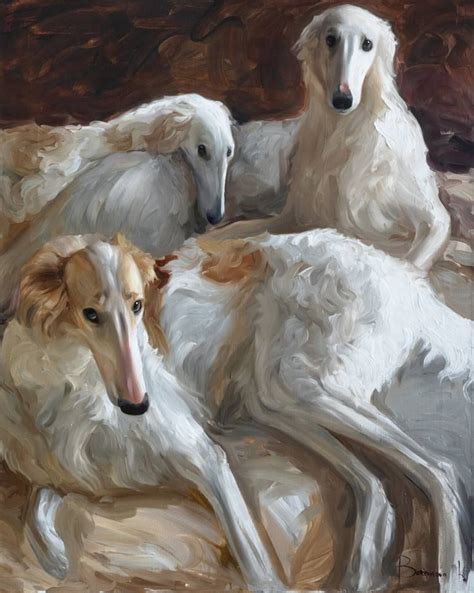 Borzois Painting By Ksenia Buridanova Dog Paintings Animal Paintings