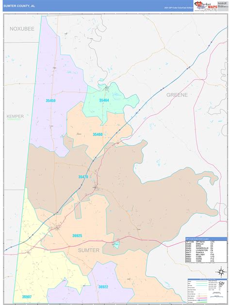 Sumter County Al Wall Map Color Cast Style By Marketmaps