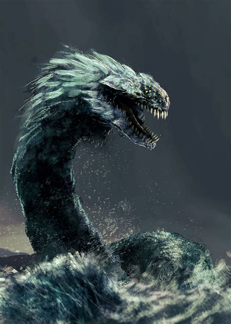 Artstation Underwater Dragon Ryan Van Dongen Fantasy Monster