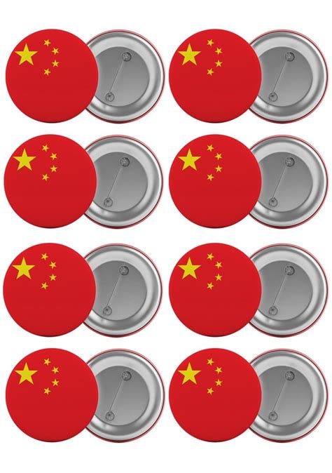 Çin Bayrağı Çanta Rozeti Seti 8 Adet En Büyük Boy 5 8Cm Iğneli Br