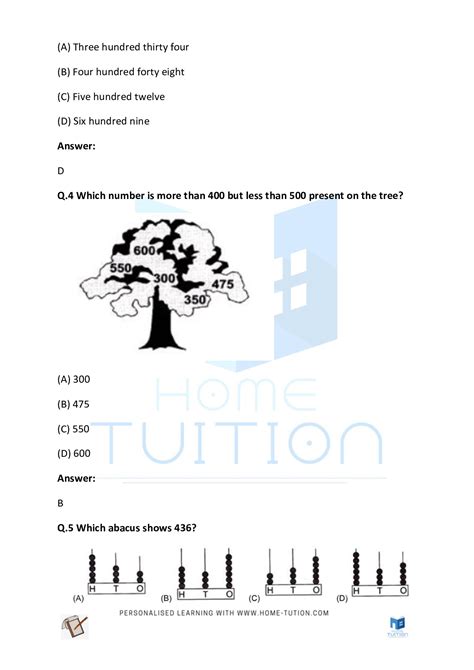 Cbse Printable Pdf For Class 2 Maths Numbers Worksheets Home Tution