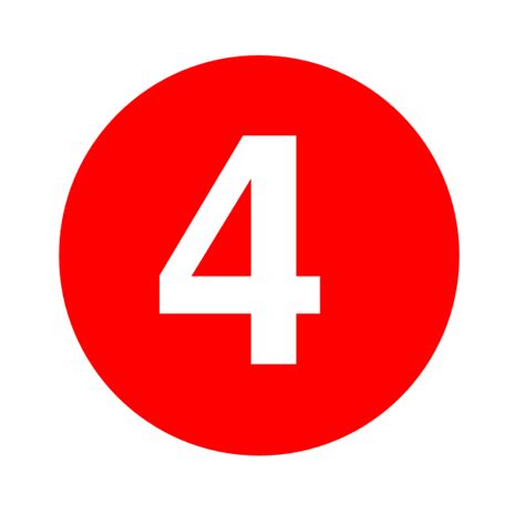 White Numeral 4 Inside Red Circle Clip Art At Vector Clip