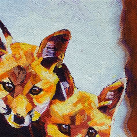 2017 03 Original Painting By Cameron Dixon Two Fox Cubs Playing