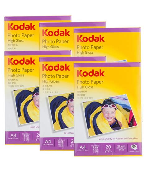 Kodak 180 GSM A4 210x297mm Photo Paper High Glossy Pack Of 6 120