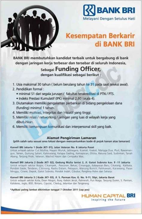 Pt bank rakyat indonesia (persero), tbk (bri) adalah salah satu bank milik pemerintah yang terbesar di indonesia. Lowongan Kerja Funding Officer Bank BRI Maret 2021 Terbaru - Info CPNS 2021 & BUMN 2021