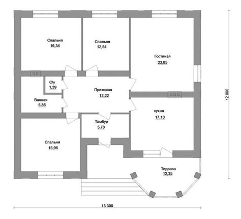 Проект 1 этажного дома на три спальни план Дом Планы этажей дома