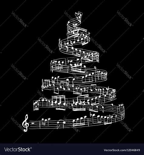 Christmas Tree From Music Notes Royalty Free Vector Image