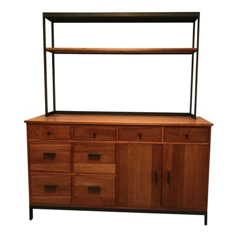 Room And Board Cherry Wood Office Credenza With Hutch Chairish
