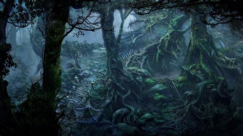 Trees Forest Fantasy Art Cave Jungle Mythology Swamp Screenshot