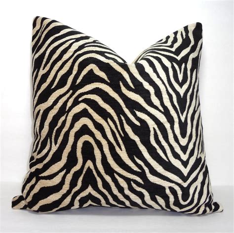 Black And Tan Zebra Print Pillow Cover Throw Pillow Decorative Etsy
