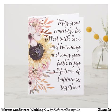 Offering wedding wishes to the newly married couple is customary and a great way to celebrate the wedding day and new life together. Vibrant Sunflowers Wedding Congratulations Card | Zazzle ...