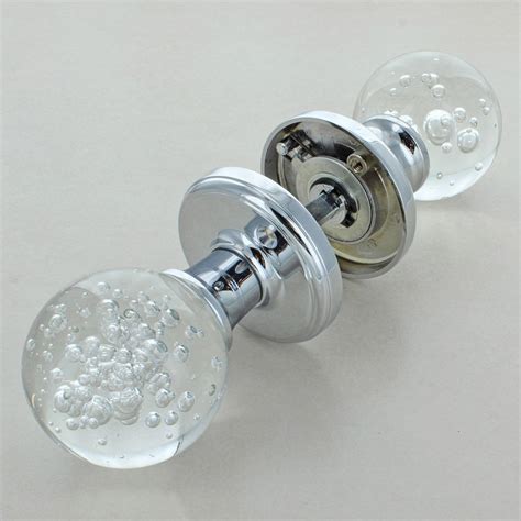 Bubbles Crystal Faceted Clear Glass Mortice Door Knobs By G Decor