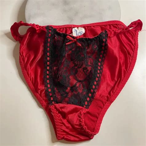 Vintage Undercover Wear Uw String Bikini Panty 6 Nylon Lace Inset Red Black 3669 Picclick
