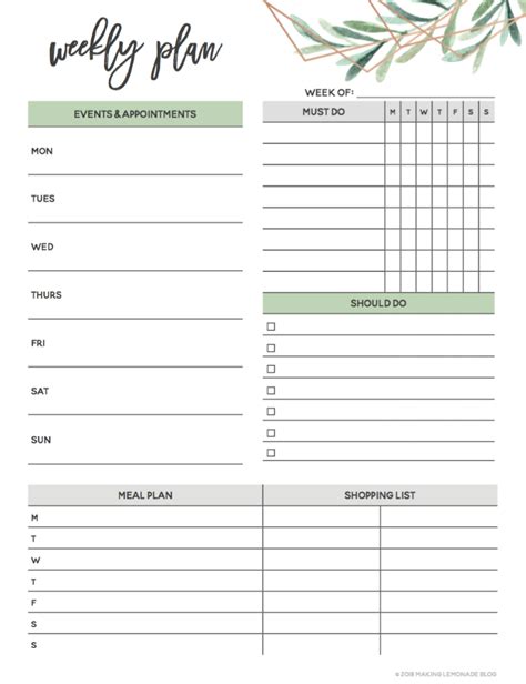 Get Organized With Our Free Printable 2019 Planner Making Lemonade