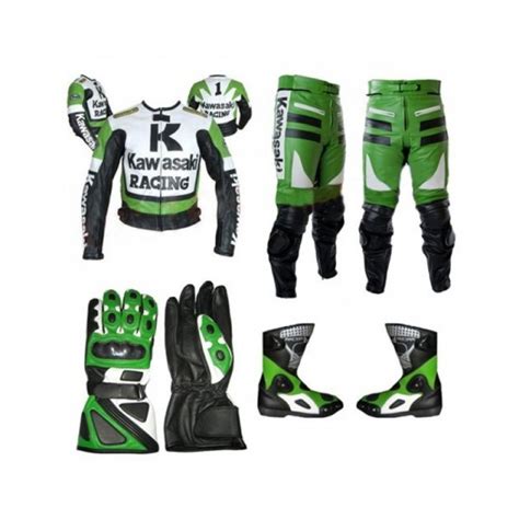 Kawasaki Motorcycle Green Black Biker Leather Racing Suit Mens