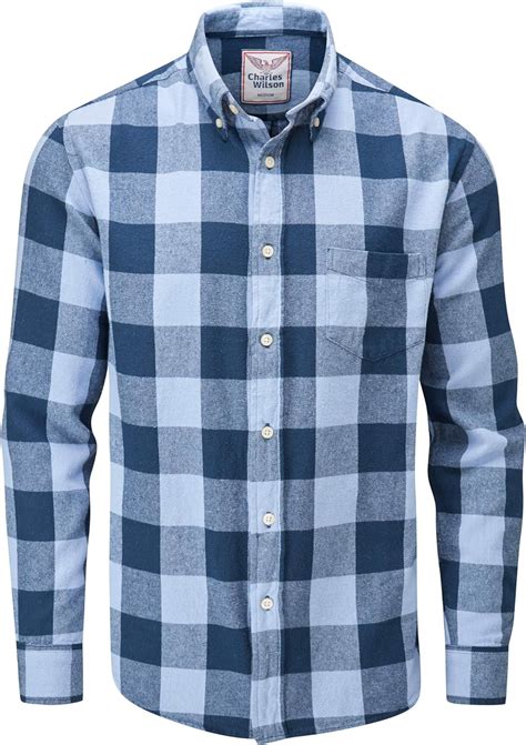 Charles Wilson Mens Long Sleeve Checked Flannel Shirt Xx Large Blue