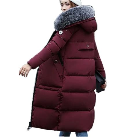 winter coat women 2018 fashion cotton padded coats with fur collar hooded female winter jacket