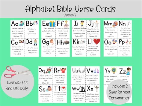 Alphabet Bible Verse Cards Version 2 Printable Abc Bible Etsy