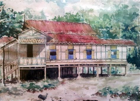 (i) projek pelajar (students' projects) abstrak. Lukisan Rumah Tradisional Melayu Melaka | Cikimm.com