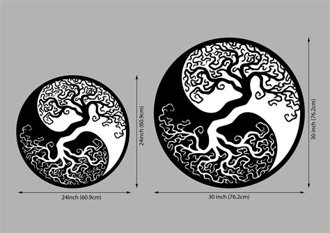 Ying Yang Tree Of Life Wall Art Ying Yang Wall Art Ying Yang Etsy Uk