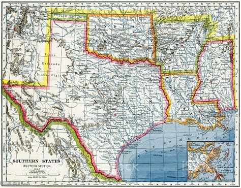 Southern Usa Map 1883 Stock Photo Istock