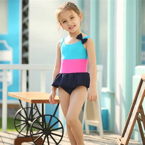 New Design Summer Baby Girls One Piece Swimsuits Kids Bowknot Bathing