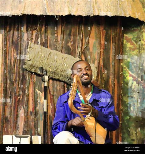 addis ababa ethiopia march 31 local musician plays 6 string krar lyre while performing for