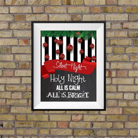 Silent Night Holy Night All Is Calm All Is Bright Print Etsy