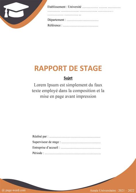 Docx Exemple Page De Garde Pour Un Rapport De Stage Design Page