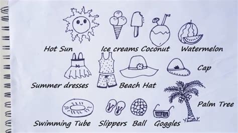 How To Draw Summer Season Drawing For Kids Summer Season Doodle Art