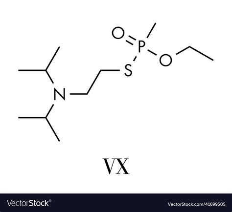 Vx Nerve Agent Molecule Chemical Weapon Skeletal Vector Image